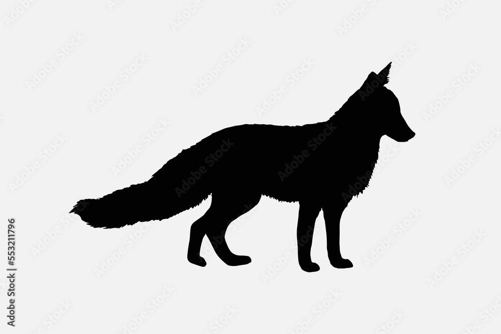 Vector fox shape shadow or fox logo icon