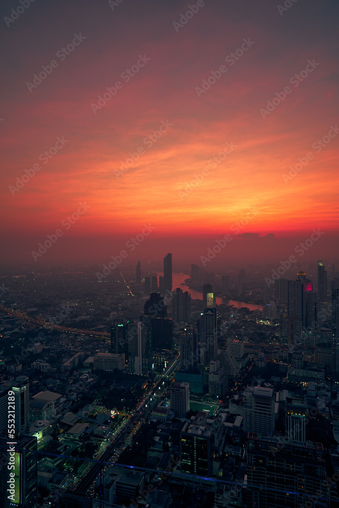 city skyline at sunset - Bangkok