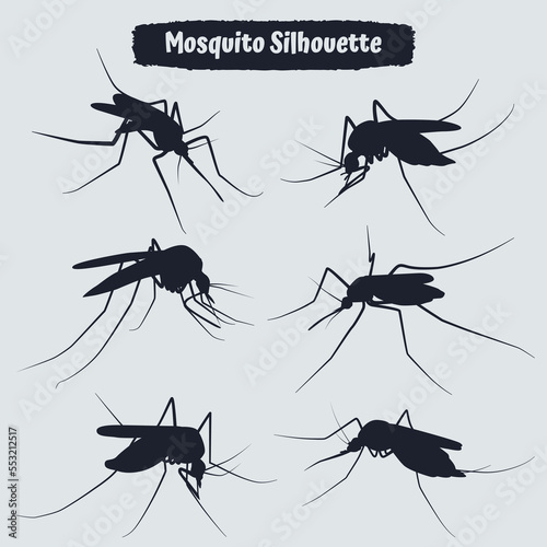 Collection of animal mosquito silhouettes vector © Adopik