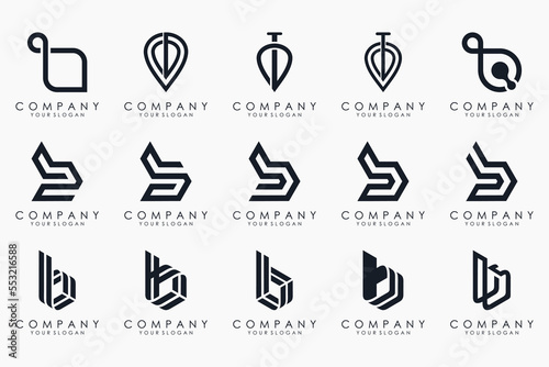 Set of creative abstract monogram letter B logo design