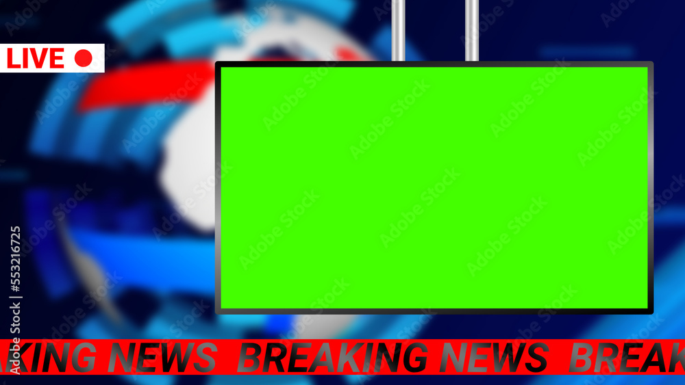 Live Breaking Report And News Background With Green Screen Television
