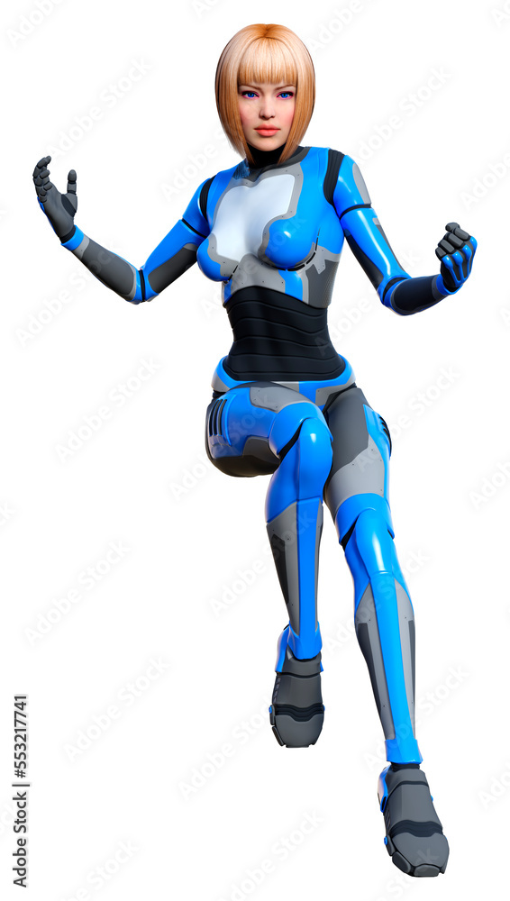 3D Rendering Female Robot on White 3D Rendering Female Robot on White