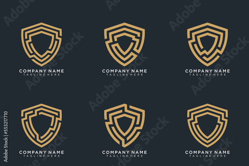 Luxury and Crest logo element with Crown  Wing  Emblem  Ribbon  Lion  Heraldic Monogram in Vintage style design elements