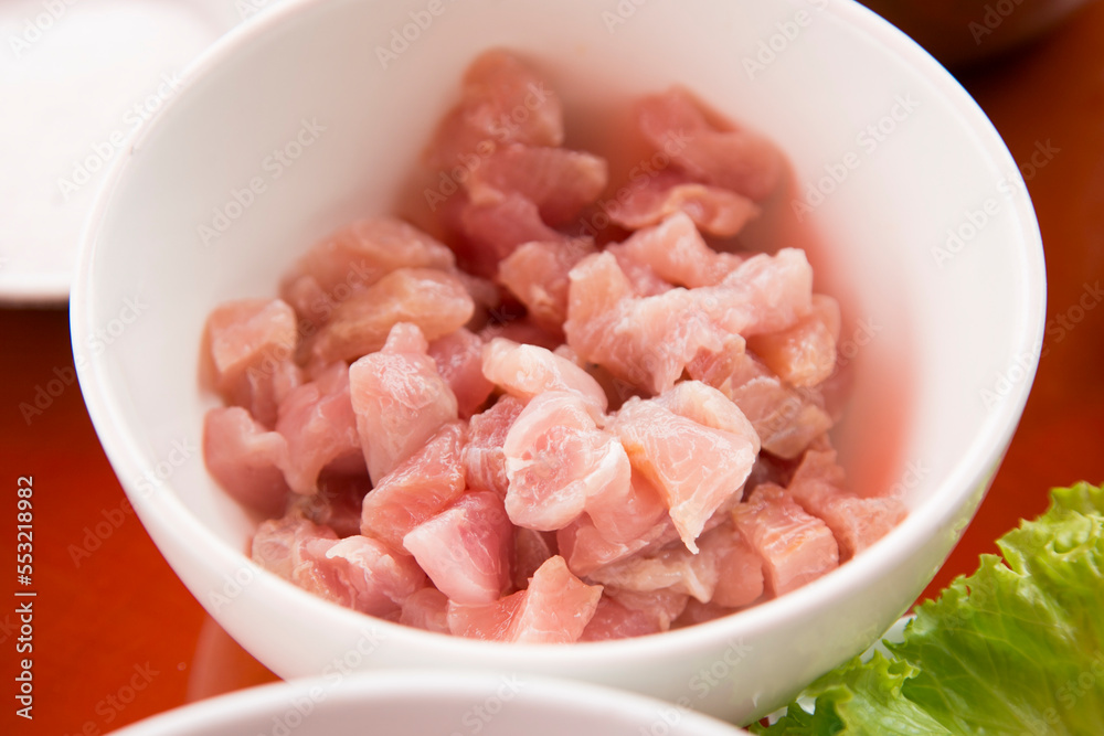 Preparing a delicious Peruvian sea bass ceviche in the fishing port of Chorríos in Lima. Preparing a delicious Peruvian sea bass ceviche in the fishing port of Chorríos in Lima.
