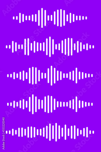 Voice message. Podcast set waves. Audio wave, icon sound song. Vector illustration. EQ