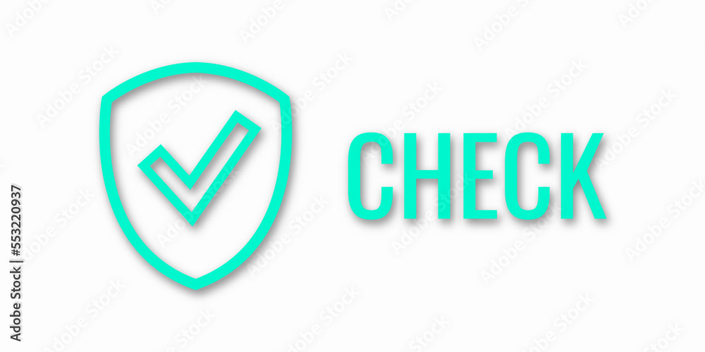 Banner shield check mark icon. Place for your text. Cope space. Vector illustration Banner shield check mark icon. Place for your text. Cope space. Vector illustration
