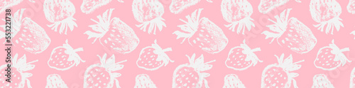 Pink strawberry pattern seamless, strawberries illustration for fabric ornament, textile design. Hand drawn vector red berry. Juice or jam label design. Red berries background. Strawberry backdrop.