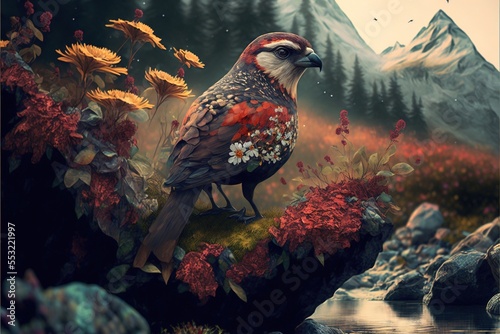 Bird with Nature background Generative AI