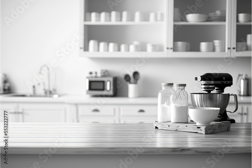 White kitchen backdrop for product display 