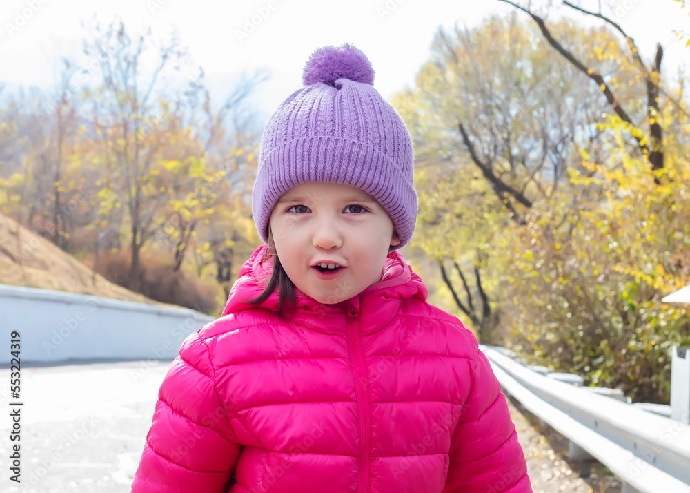 Little cute girl in autumn park Little cute girl in autumn park