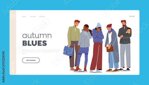 Upset Persons Landing Page Template. Characters Feel Loneliness, Troubles or Problems. Unhappy Men And Women