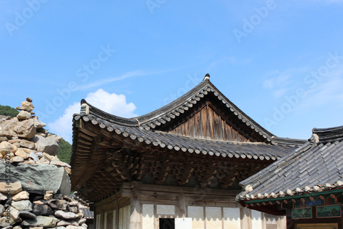 An old hanok with a lot of history. tiled roof. © two K