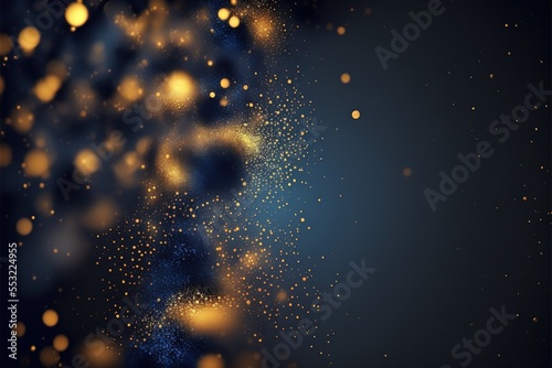 abstract gold particles on dark blue background Generative AI
