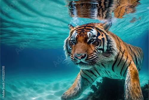 Tiger underwater Generative AI