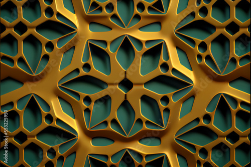 green and gold geometric ornament for creative design that create abstract figures