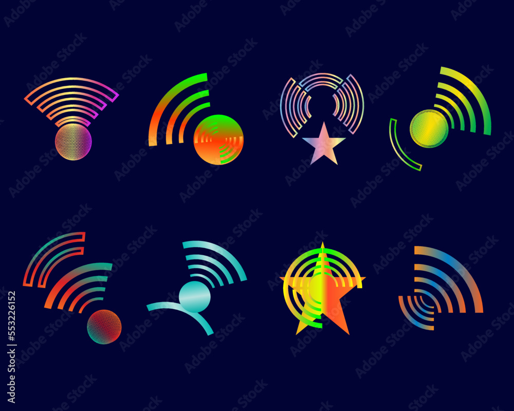 Icon set internet wireless connection networking website clipart abstract background vector illustration 