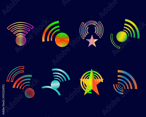 Icon set internet wireless connection networking website clipart abstract background vector illustration 