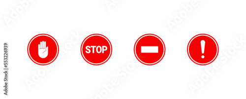 Traffic sign, icon stop set. Do not enter. Vector EPS 10