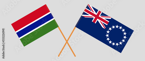 Crossed flags of the Gambia and Cook Islands. Official colors. Correct proportion