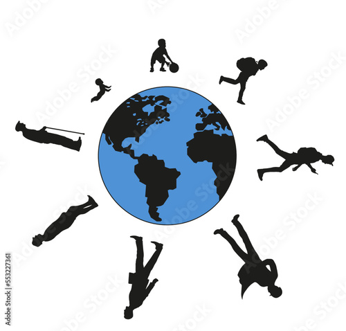 Birth to Death Silhouette Vector Illustration.