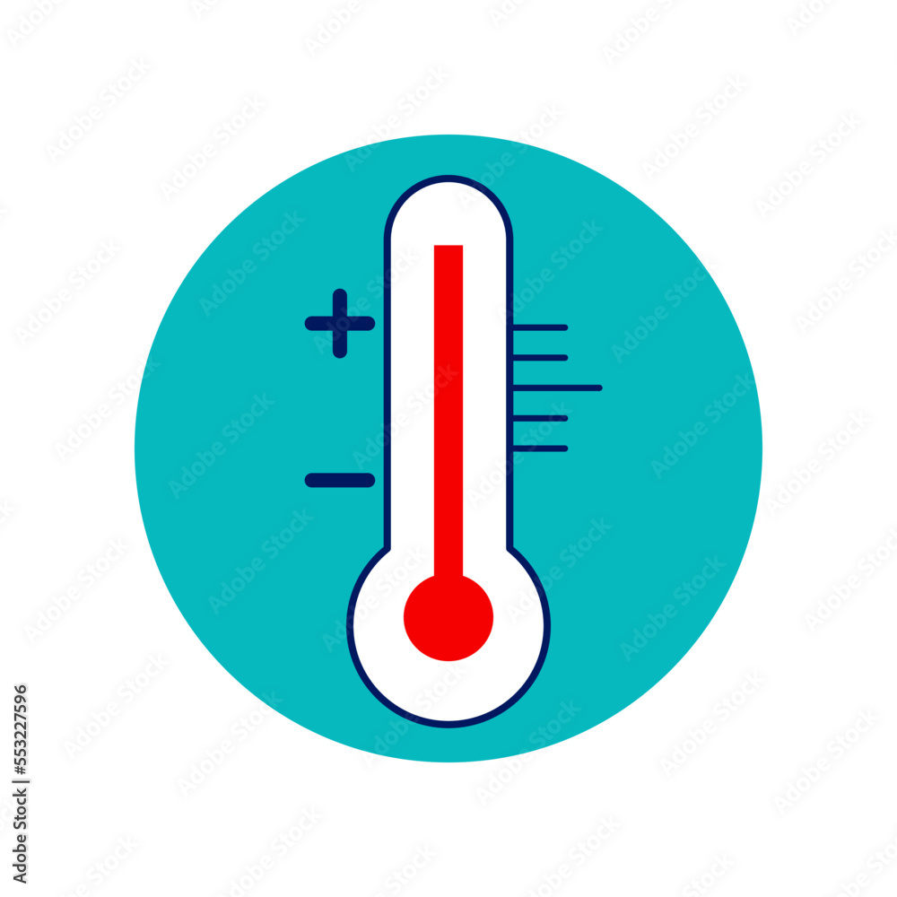 Temperature icon in the blue circle. Temperature icon in the blue circle.