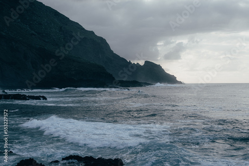 waves crashing on rocks