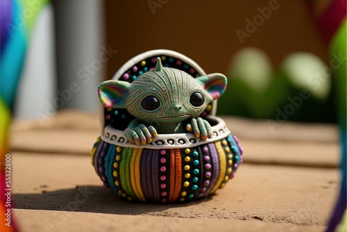Cute baby alien creature toy Generative AI
