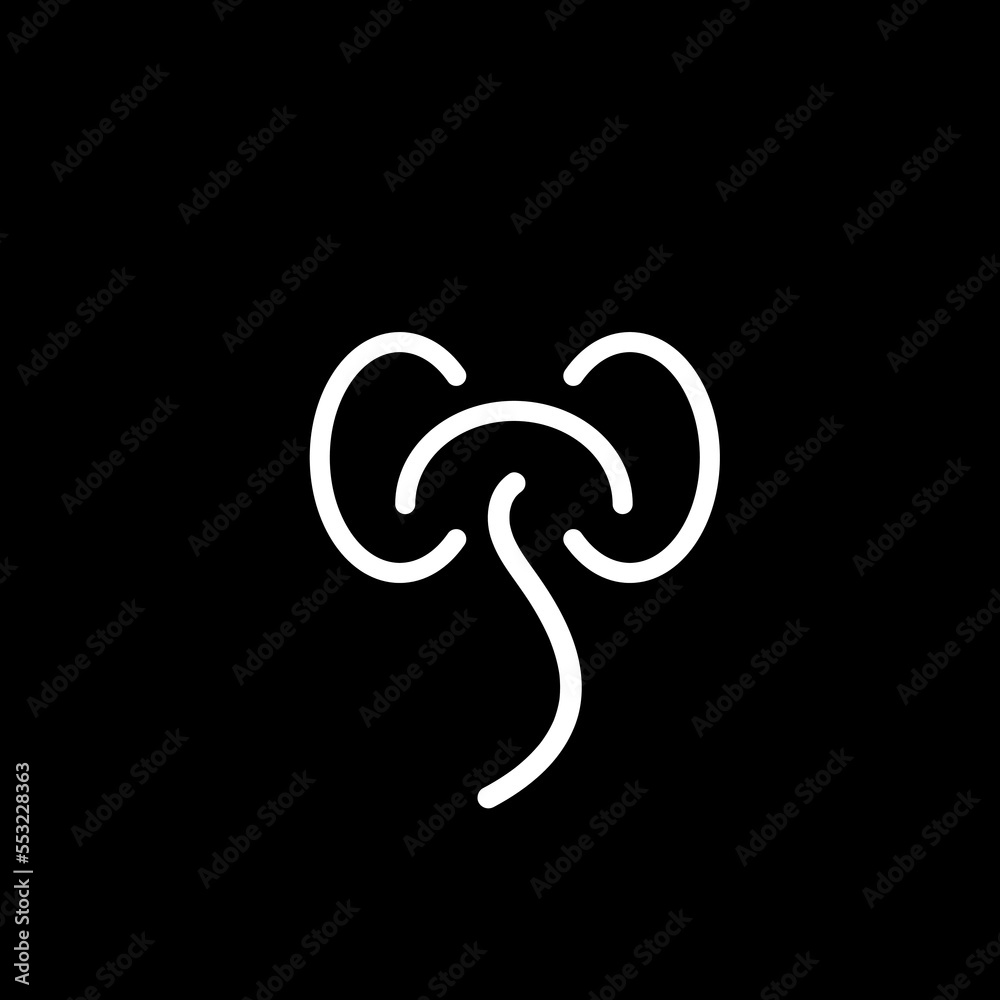 Line art elephant head logo design