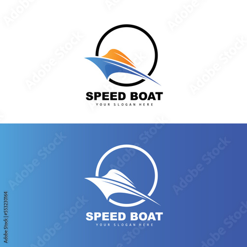 Speed Boat Logo, Fast Cargo Ship Vector, Sailboat, Design For Ship Manufacturing Company, Waterway Shipping, Marine Vehicles, Transportation