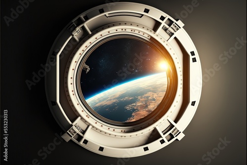 Sci-fi spaceship window Generative AI illustration