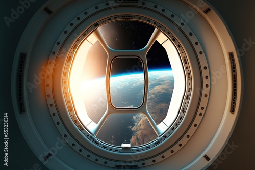 Sci-fi spaceship window Generative AI illustration
