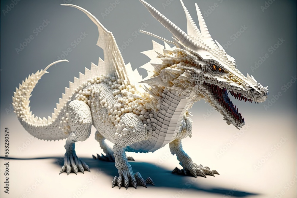 Fototapeta premium voxel pixel art dragon Generative AI