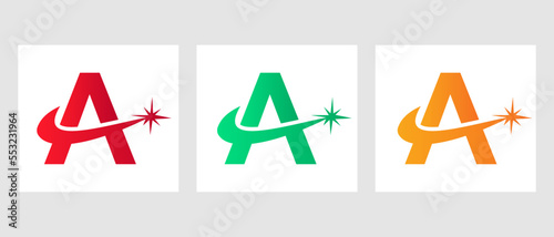 Letter A Spark Logo Design Vector Template