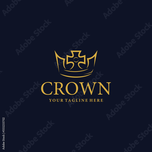 Crown logo - vector illustration, emblem crown logo on dark blue background, Suitable for your design need, logo, illustration, animation, etc.