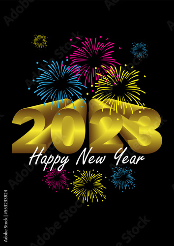 Design 3D Happy New Year Poster 2023