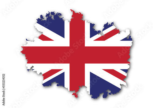 flag of UK design template. Heart and brush stroke. United Kingdom, Union Jack.