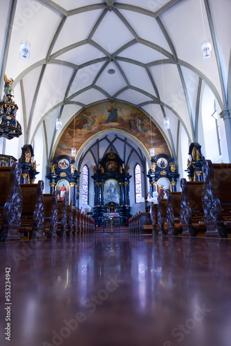 Innenansicht Laurentiuskirche in der Stadt Bludenz, Vorarlberg (Österreich)