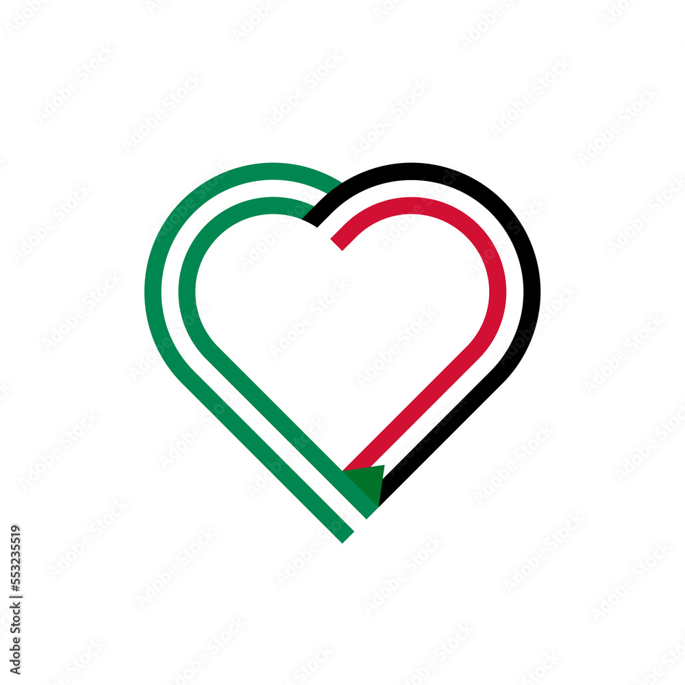 unity concept. heart ribbon icon of nigeria and sudan flags. vector illustration isolated on white background unity concept. heart ribbon icon of nigeria and sudan flags. vector illustration isolated on white background