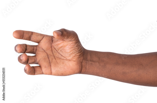 Hand holding a virtual big object isolated on transparent or white background	