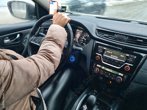 Photography Girl driving a car. Woman driver.