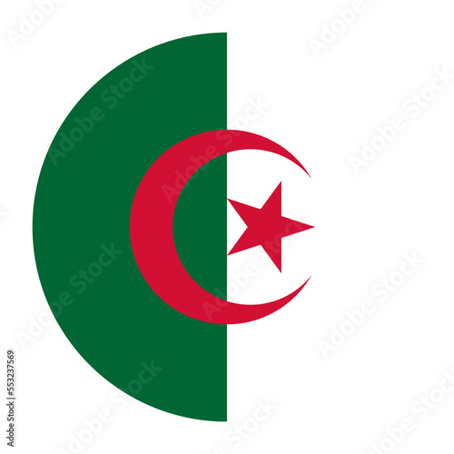 Algeria Flat Rounded Flag with Transparent Background