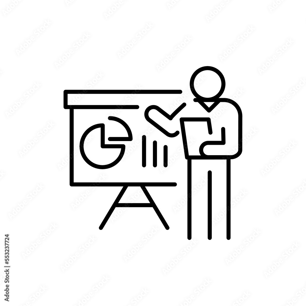 Presentation line icon. Business crowdfunding and Finance