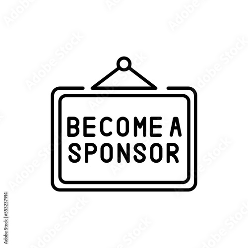Become a sponsor line icon. Business crowdfunding and Finance