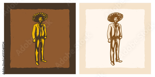 Mariachi - mexican musician man in sombrero hat doodle