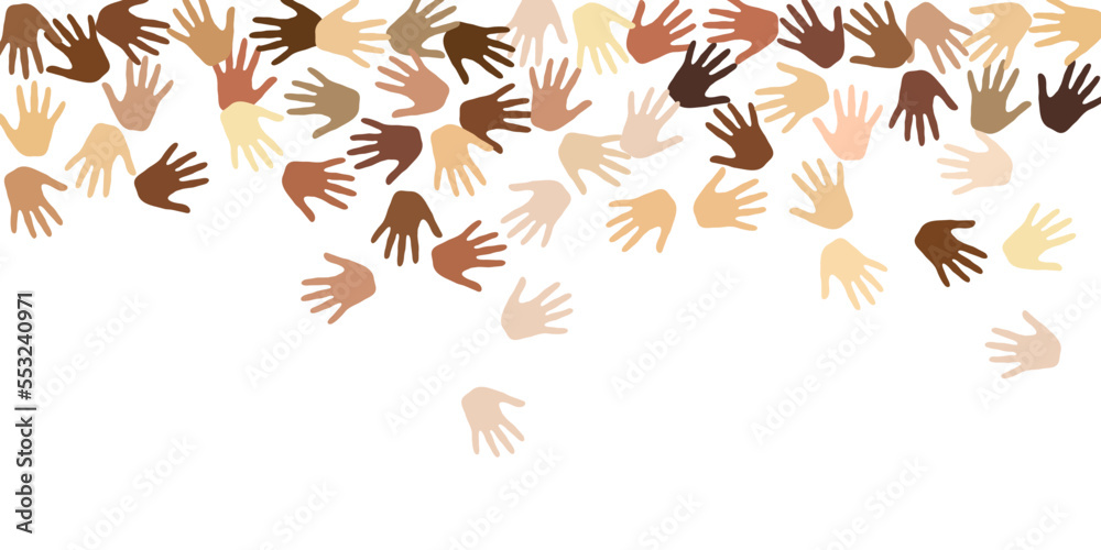 Male and female hands of different skin color silhouettes. Audience concept. Male and female hands of different skin color silhouettes. Audience concept.