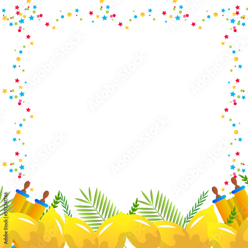 Happy sukkot jewish holiday, flat cartoon