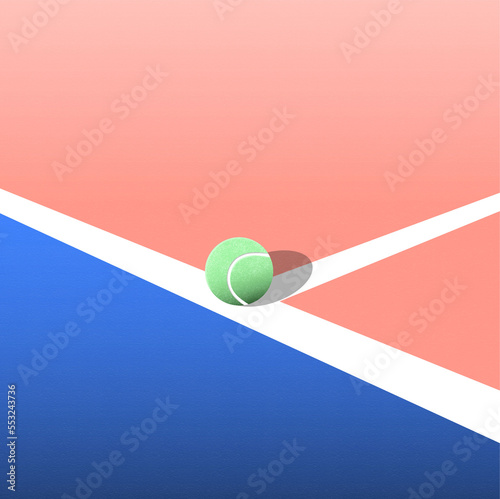 tennis ball on tennis court line illustration photo