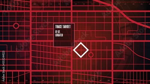 abstract background of futuristic tracing target maps route road navigation location hud ui screen