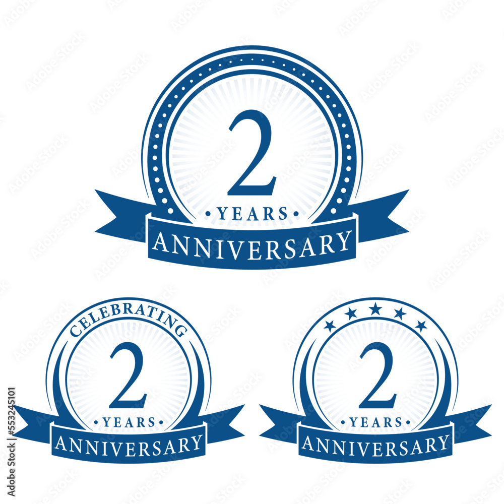 2 years anniversary logo collections. Set of 2nd Anniversary design template. Vector and illustration. 2 years anniversary logo collections. Set of 2nd Anniversary design template. Vector and illustration.