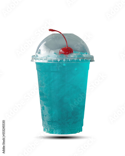 Ice cold blue soda isolated on white background. This has clipping path. 